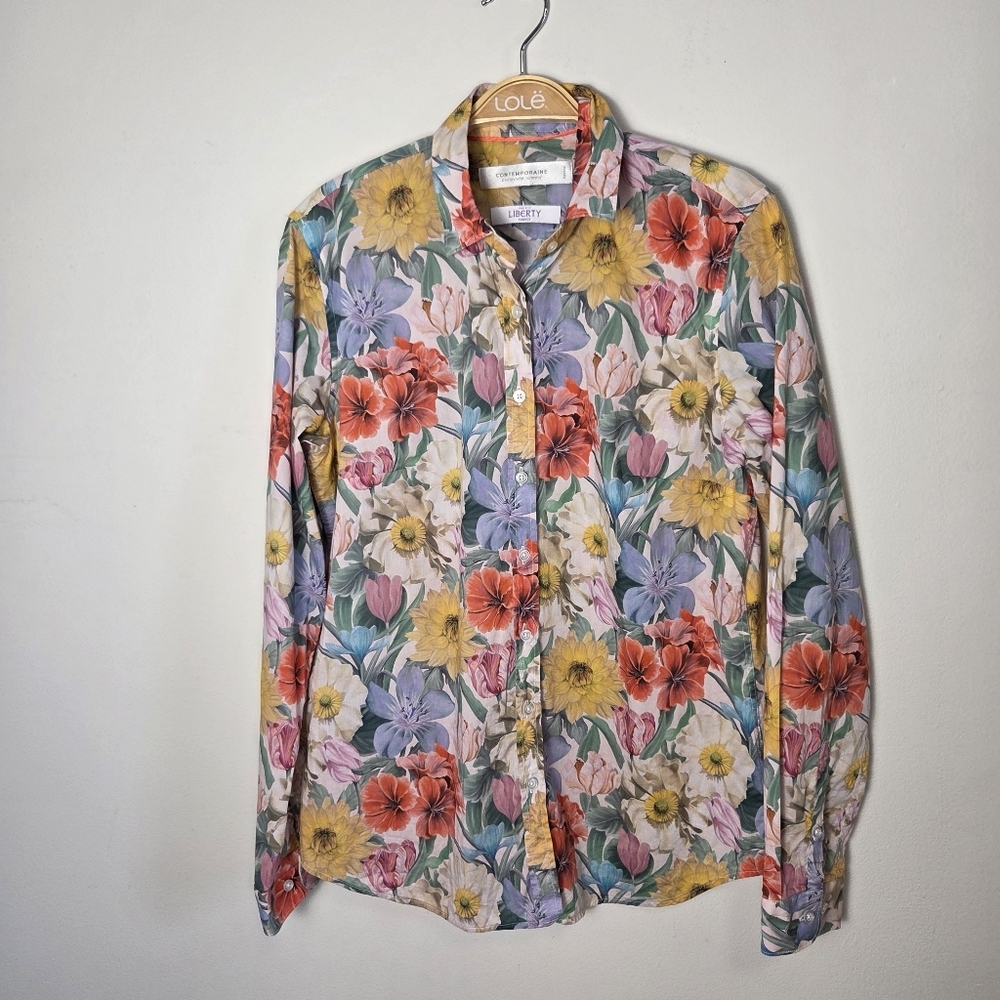 Simons Contemporaine Liberty Fabrics Colorful Floral Button Down Cotton Shirt - Picture 7 of 12